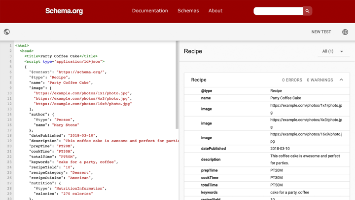 Schema mark up validator