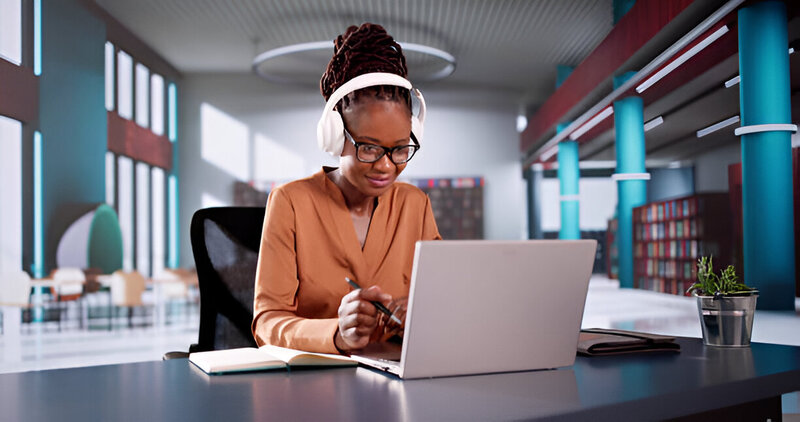 A student engaging in personalized online learning, leveraging LLM-powered platforms for real-time tutoring and customized educational content.